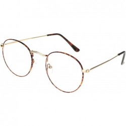 Round Vintage Retro Clear Lens Glasses Unisex Fashion Thin Metal Frame UV 400 - Gold Tortoise - CH192Z8CE5E $8.87