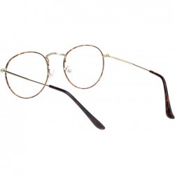 Round Vintage Retro Clear Lens Glasses Unisex Fashion Thin Metal Frame UV 400 - Gold Tortoise - CH192Z8CE5E $8.87