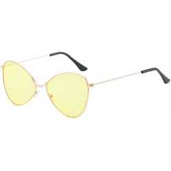 Wrap Sunglasses For Men Women Classic Half Frame Polarized Metal Mirror Semi-Rimless Eye Glasses - Yellow - CH18S7H9UN7 $8.23