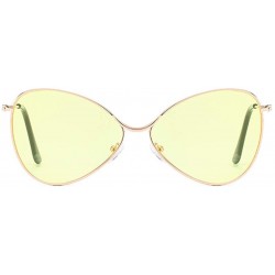 Wrap Sunglasses For Men Women Classic Half Frame Polarized Metal Mirror Semi-Rimless Eye Glasses - Yellow - CH18S7H9UN7 $8.23