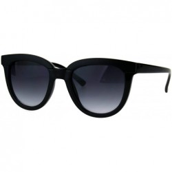 Rectangular Womens Minimal Horned Rim Plastic Eye Brow Trim Sunglasses - Solid Black - CW184QOM6QT $14.96