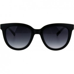 Rectangular Womens Minimal Horned Rim Plastic Eye Brow Trim Sunglasses - Solid Black - CW184QOM6QT $14.96