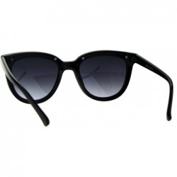 Rectangular Womens Minimal Horned Rim Plastic Eye Brow Trim Sunglasses - Solid Black - CW184QOM6QT $14.96