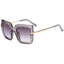 Square Women Square Oversize Sunglasses Fashion Half Metal Sun Glasses Female Trending - Clear Gray - CX18O3T4U52 $19.87