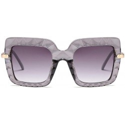 Square Women Square Oversize Sunglasses Fashion Half Metal Sun Glasses Female Trending - Clear Gray - CX18O3T4U52 $9.29