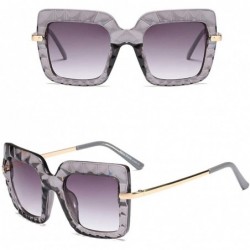 Square Women Square Oversize Sunglasses Fashion Half Metal Sun Glasses Female Trending - Clear Gray - CX18O3T4U52 $9.29