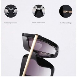 Square Women Square Oversize Sunglasses Fashion Half Metal Sun Glasses Female Trending - Clear Gray - CX18O3T4U52 $9.29