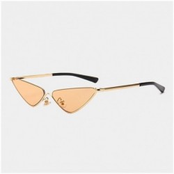 Semi-rimless Small Semi-Rimless Cat Eye Sunglasses for Women Metal Frame UV400 - C4 Orange - CH1987AE03I $23.58