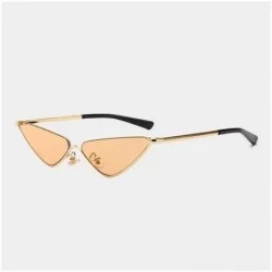 Semi-rimless Small Semi-Rimless Cat Eye Sunglasses for Women Metal Frame UV400 - C4 Orange - CH1987AE03I $23.58
