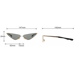 Semi-rimless Small Semi-Rimless Cat Eye Sunglasses for Women Metal Frame UV400 - C4 Orange - CH1987AE03I $13.70