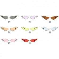Semi-rimless Small Semi-Rimless Cat Eye Sunglasses for Women Metal Frame UV400 - C4 Orange - CH1987AE03I $13.70