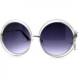 Round Womens Super Oversized Designer Sunglasses Round Circle Wire Metal Frame - Silver - CW125Y2PI5R $12.61