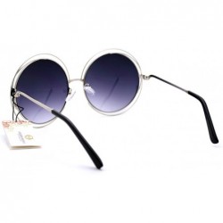 Round Womens Super Oversized Designer Sunglasses Round Circle Wire Metal Frame - Silver - CW125Y2PI5R $12.61