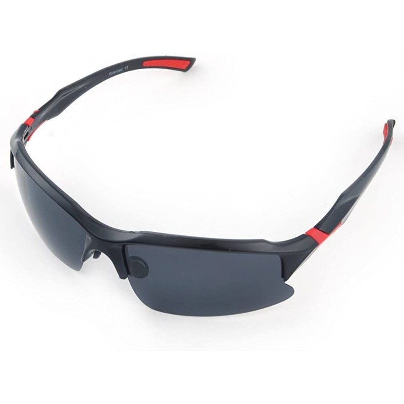 Sport Polarized Unbreakable Sunglasses Outdoor Activities - Black+red - CB18C6XTMN8 $13.21