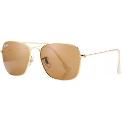 Square PA3136 Crystal Lens Square Sunglasses - Gold Frame/Crystal Brown Lens - CT183N308LX $37.38