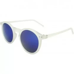 Round Iridescent Round Fashion Sunglasses - White Blue - CN11G3L24H9 $16.10