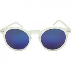 Round Iridescent Round Fashion Sunglasses - White Blue - CN11G3L24H9 $7.94