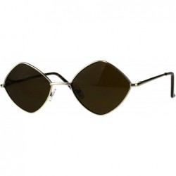 Square Diamond Shape Sunglasses Vintage Indie Fashion Shades Spring Hinge - Gold (Brown) - CL18ENROTS7 $11.83