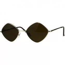 Square Diamond Shape Sunglasses Vintage Indie Fashion Shades Spring Hinge - Gold (Brown) - CL18ENROTS7 $20.92