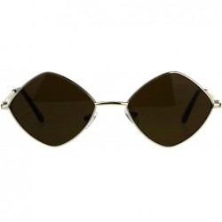 Square Diamond Shape Sunglasses Vintage Indie Fashion Shades Spring Hinge - Gold (Brown) - CL18ENROTS7 $11.83