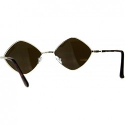 Square Diamond Shape Sunglasses Vintage Indie Fashion Shades Spring Hinge - Gold (Brown) - CL18ENROTS7 $11.83