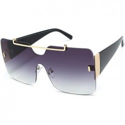 Oversized Retro sunglasses for women brand design frameless Siamese female glasses - Gray - CN18U07ESU8 $22.81