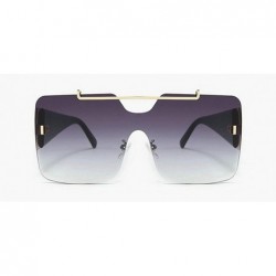 Oversized Retro sunglasses for women brand design frameless Siamese female glasses - Gray - CN18U07ESU8 $10.48