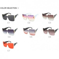 Oversized Retro sunglasses for women brand design frameless Siamese female glasses - Gray - CN18U07ESU8 $10.48