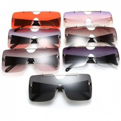 Oversized Retro sunglasses for women brand design frameless Siamese female glasses - Gray - CN18U07ESU8 $10.48