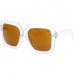 Square "Estel" UV400 Retro Thick Clear Frame Horn Rimmed Color Two Tone Sunglasses - CV18EHM92ZZ $9.41