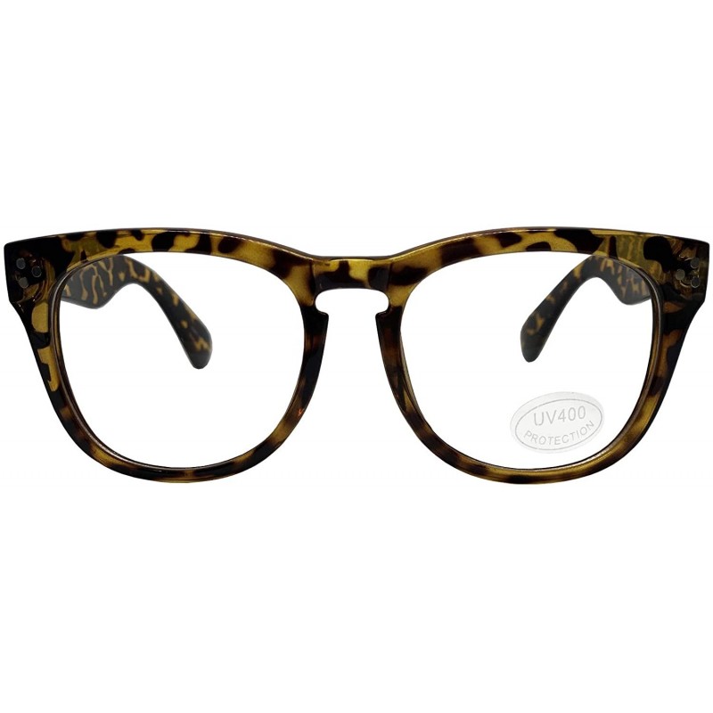 Oval Classic Round Horn Rimmed Eye Glasses Clear Lens Oval Non Prescription Frame - Leopard 9294 - CJ183NO8MQ8 $11.68