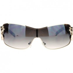 Oversized Womens Coy Metal Jewel Designer Fashion Shield Warp Sunglasses - Black Gold - C211N3BRZNF $15.03