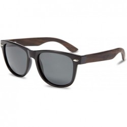 Square Walnut Wood Sunglasses Polarized for Men Women with Wooden Case - Black - CK18AEHOD37 $45.83