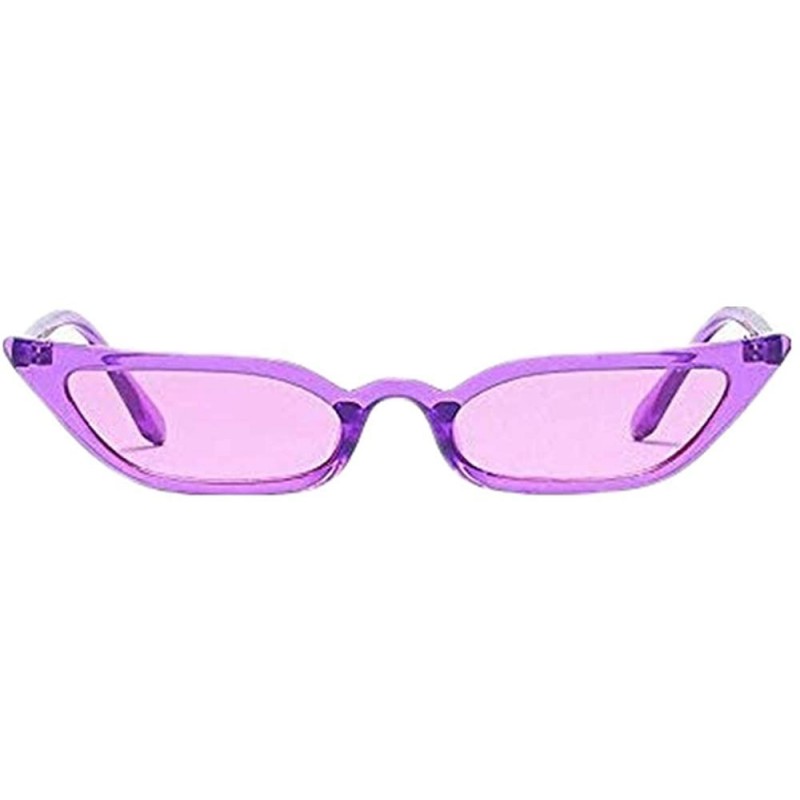 Sport Women Vintage Cat Eye Sunglasses Retro Small Frame UV400 Eyewear Fashion Candy Colored Goggles - Purple - C318RLEQAHL $...