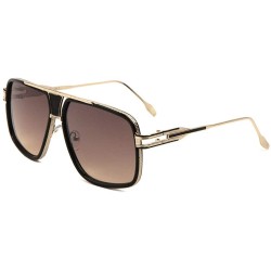 Aviator Art Deco Metal Cut Out Modern Square Aviator Sunglasses - Brown - CF190K7KMY7 $16.81