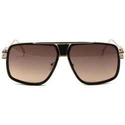 Aviator Art Deco Metal Cut Out Modern Square Aviator Sunglasses - Brown - CF190K7KMY7 $16.81