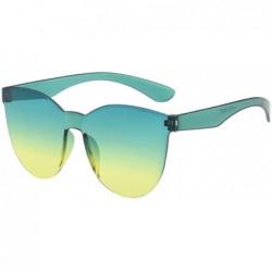 Aviator Square Sunglasses Women Fashion Rimless Frame Glasses Transparent Eyewear Transparent Candy Color Eyewear - K - CB190...