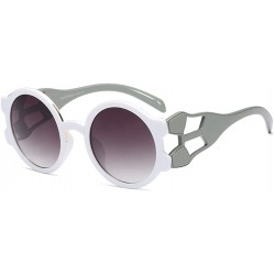 Oversized Ladies Sunglasses Round Hollow Thick Big Frame Fashion Sun Glasses Women Gift - White With Black - CO18L3RO4YQ $12.26