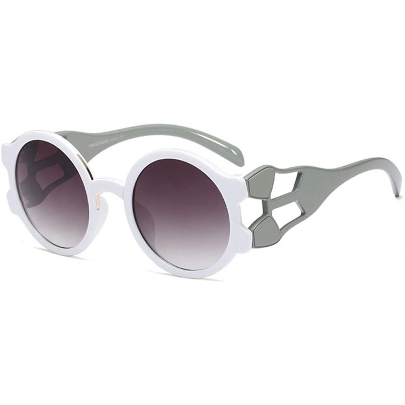 Oversized Ladies Sunglasses Round Hollow Thick Big Frame Fashion Sun Glasses Women Gift - White With Black - CO18L3RO4YQ $12.26