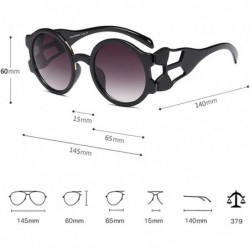Oversized Ladies Sunglasses Round Hollow Thick Big Frame Fashion Sun Glasses Women Gift - White With Black - CO18L3RO4YQ $12.26