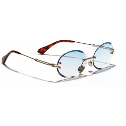 Oval 2019 New Fashion Oval Rimless Diamond Cut Edge Women Sunglasses - Blue - CU18HC6CR8M $13.66