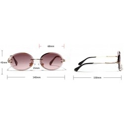 Oval 2019 New Fashion Oval Rimless Diamond Cut Edge Women Sunglasses - Blue - CU18HC6CR8M $13.66