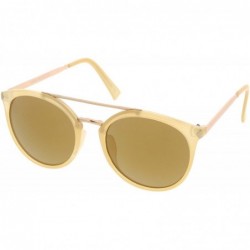 Aviator Modern Double Bridge Colored Mirror Lens Round Aviator Sunglasses 57mm - Nude-gold / Gold Mirror - CA12O8IKXYZ $8.32