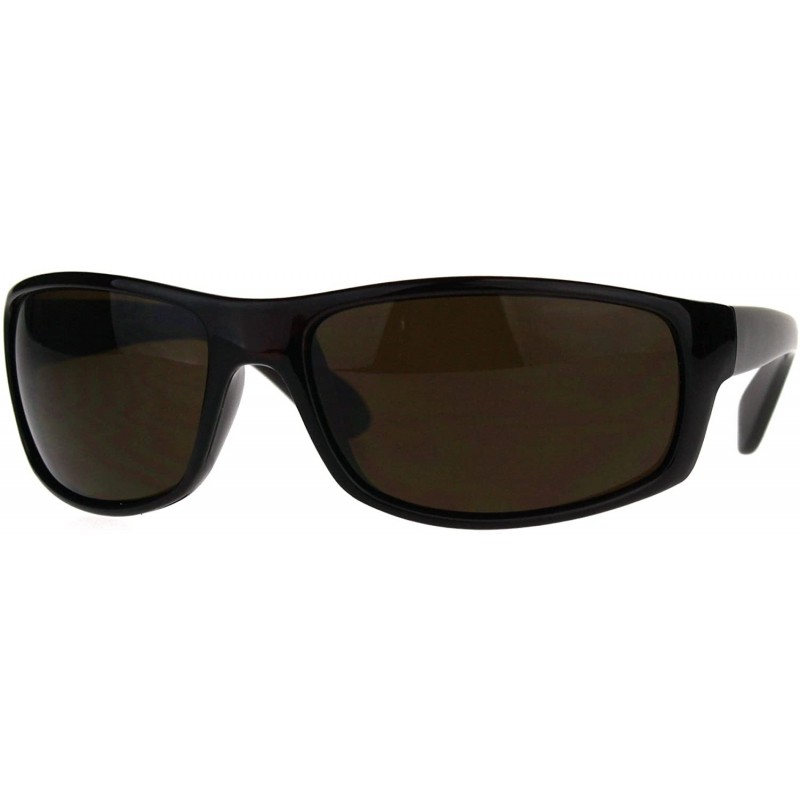 Wrap Mens Sunglasses Classic Wrap Around Biker Fashion Shades UV 400 - Brown - CJ189KT8QXA $11.48