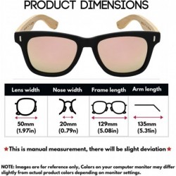 Square Wood Bamboo Horned Rim Polarized Sunglasses for Men Women With Color Mirror Lens - CK18QINUDS0 $16.73