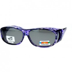 Rectangular Polarized Sunglasses Fit Over Glasses Oval Rectangular OTG Anti-Glare - Purple - C9188490GGM $12.97