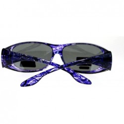 Rectangular Polarized Sunglasses Fit Over Glasses Oval Rectangular OTG Anti-Glare - Purple - C9188490GGM $12.97