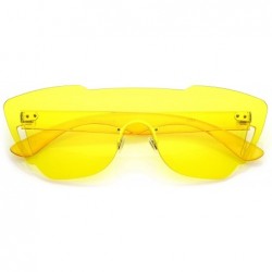 Shield Oversize Rimless Cutout Thick Arms Tinted Mono Lens Shield Sunglasses 73mm - Yellow - CY17Z7KHWTH $20.86
