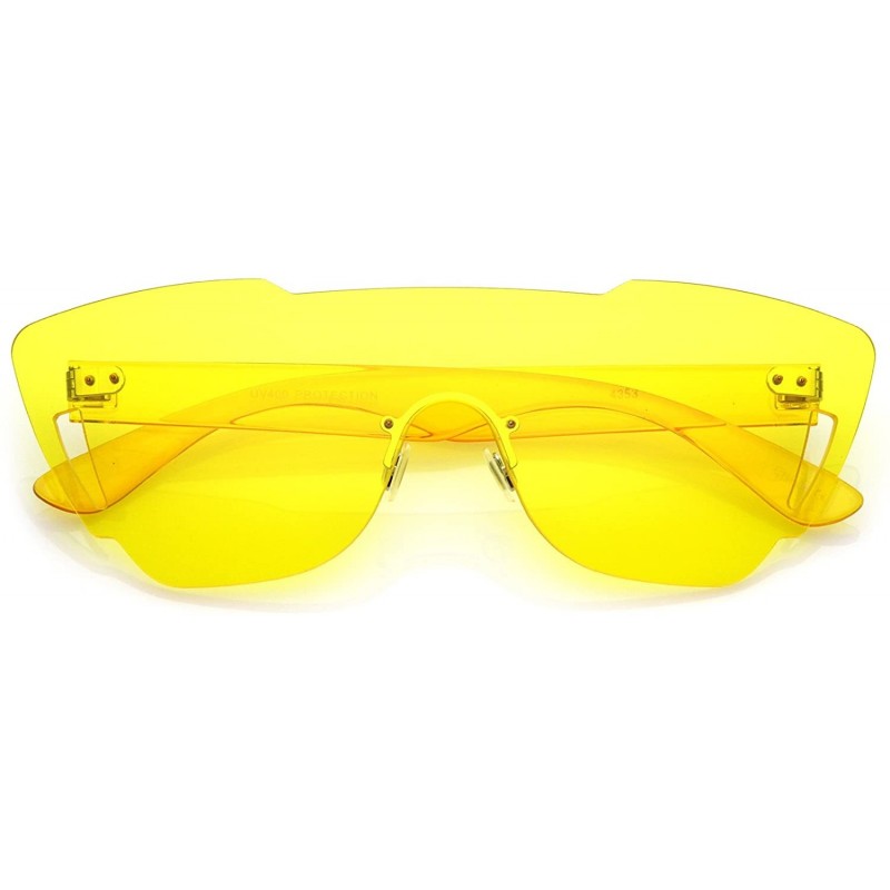 Shield Oversize Rimless Cutout Thick Arms Tinted Mono Lens Shield Sunglasses 73mm - Yellow - CY17Z7KHWTH $13.14