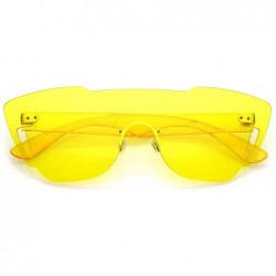 Shield Oversize Rimless Cutout Thick Arms Tinted Mono Lens Shield Sunglasses 73mm - Yellow - CY17Z7KHWTH $13.14